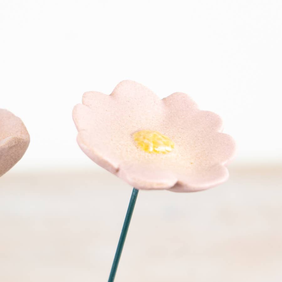 Pink Poppy Flower Stake