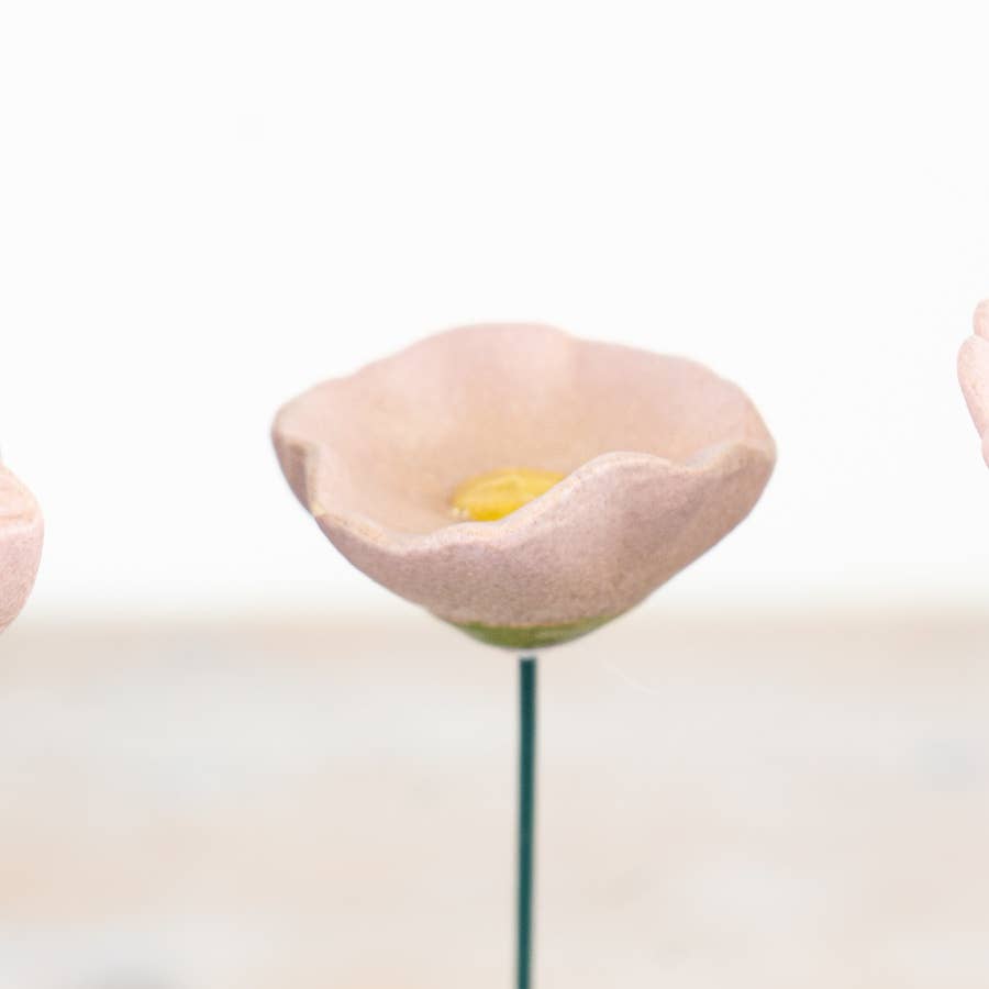 Pink Poppy Flower Stake