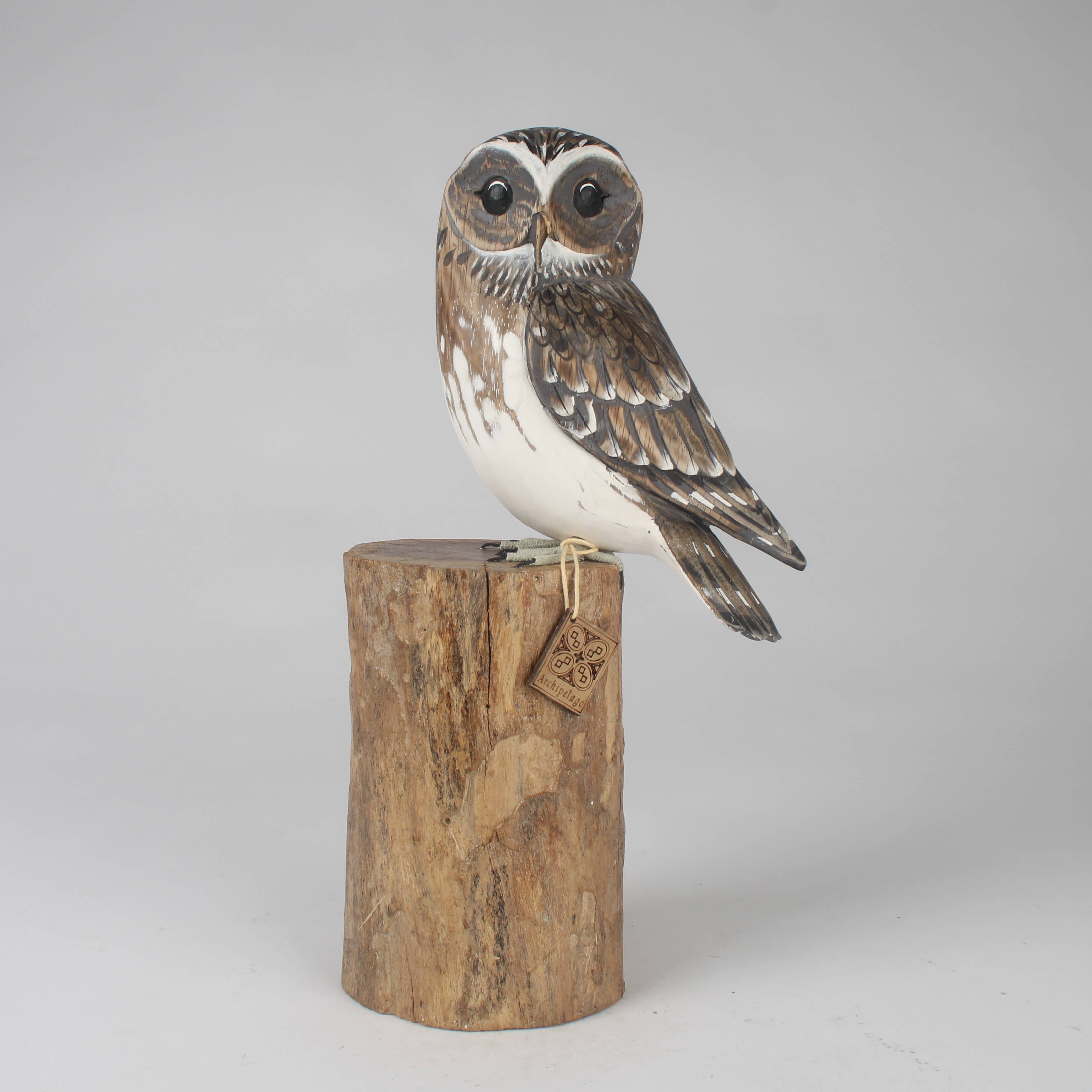 Hand Carved Wooden Little Owl by Archipelago