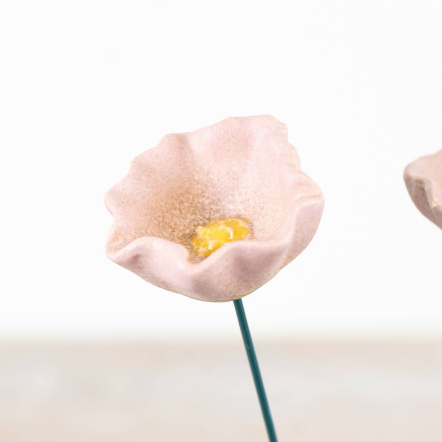 Pink Poppy Flower Stake