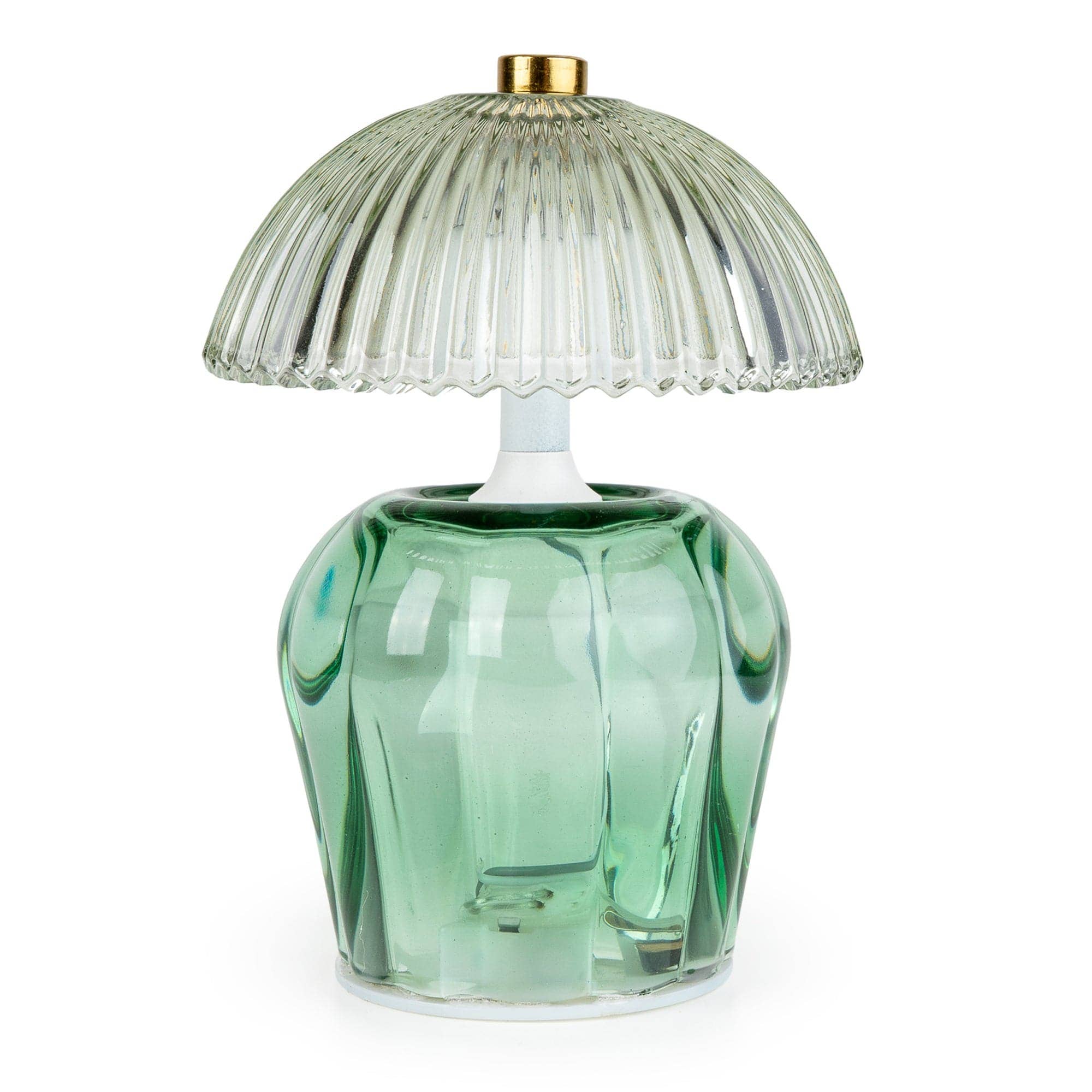 Green Vintage Ridged Glass LED Table Lamp
