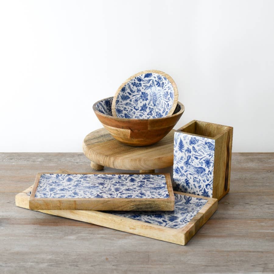 Enamel Blue Floral Bowl