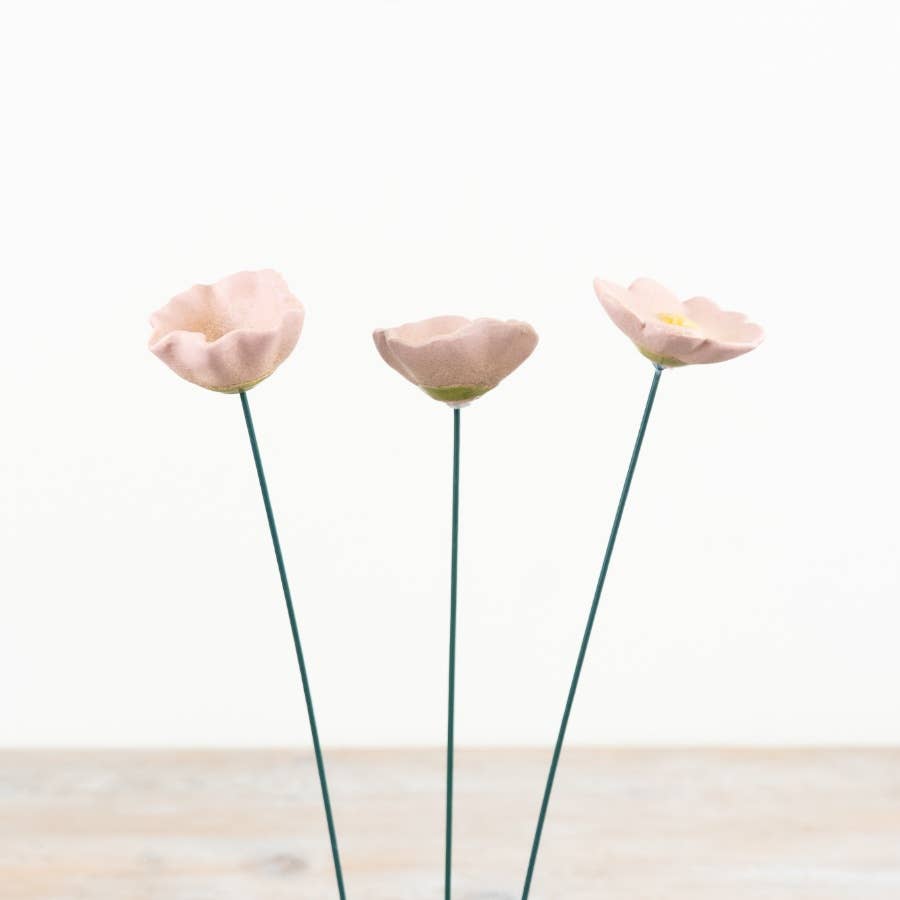 Pink Poppy Flower Stake